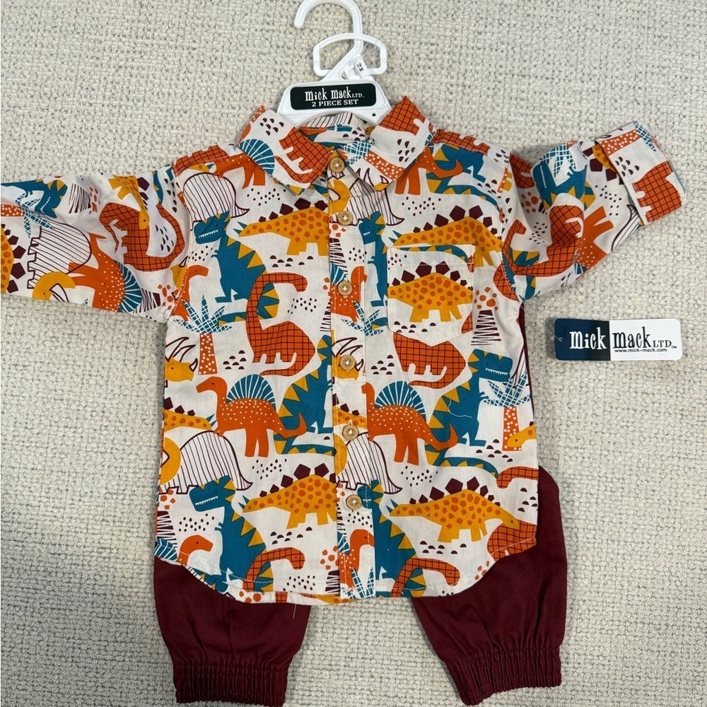 Mick Mack Dinosaur Print Baby Outfit - Picture 1 of 4